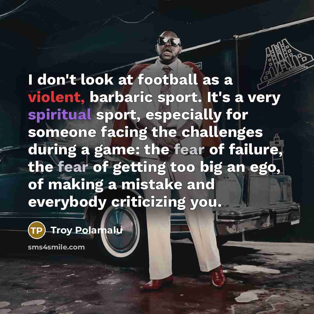 “I don't look at football as a violent, barbaric sport.…” quote by Troy Polamalu