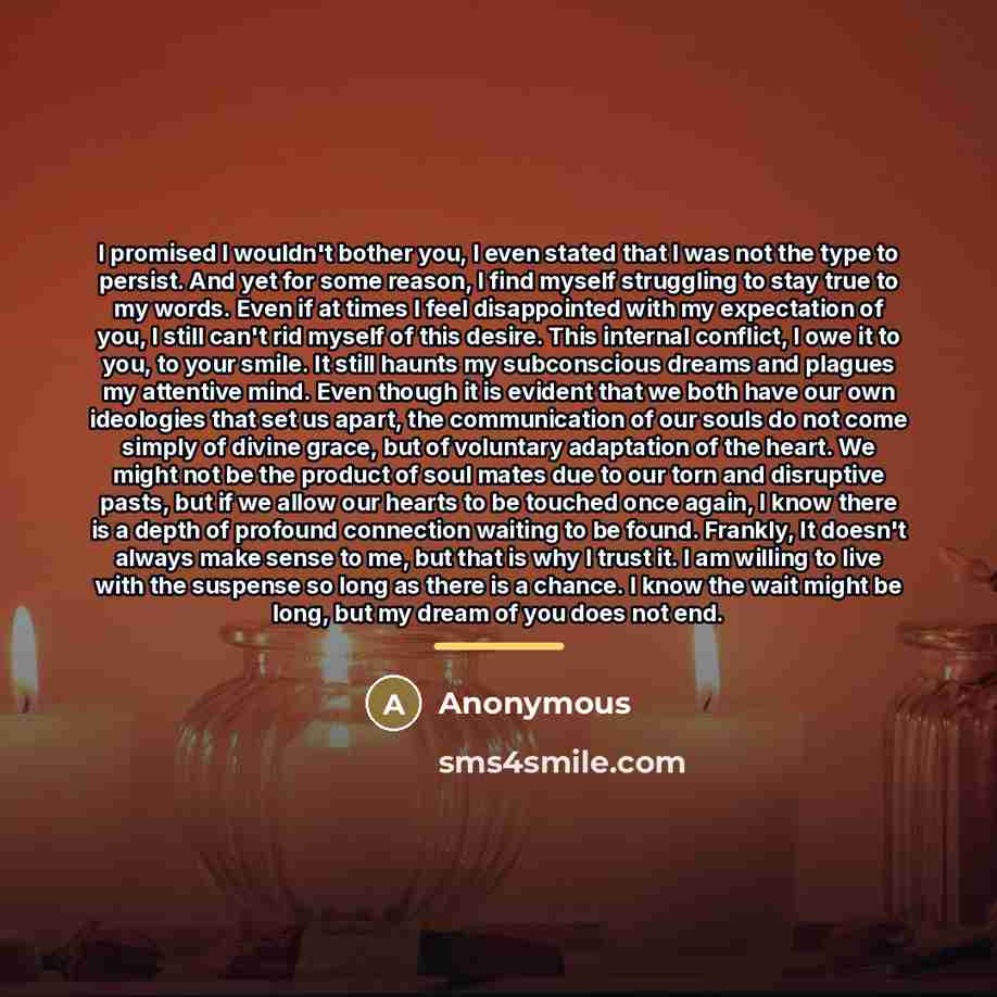 “I promised I wouldn't bother you, I even stated that…” quote by Anonymous