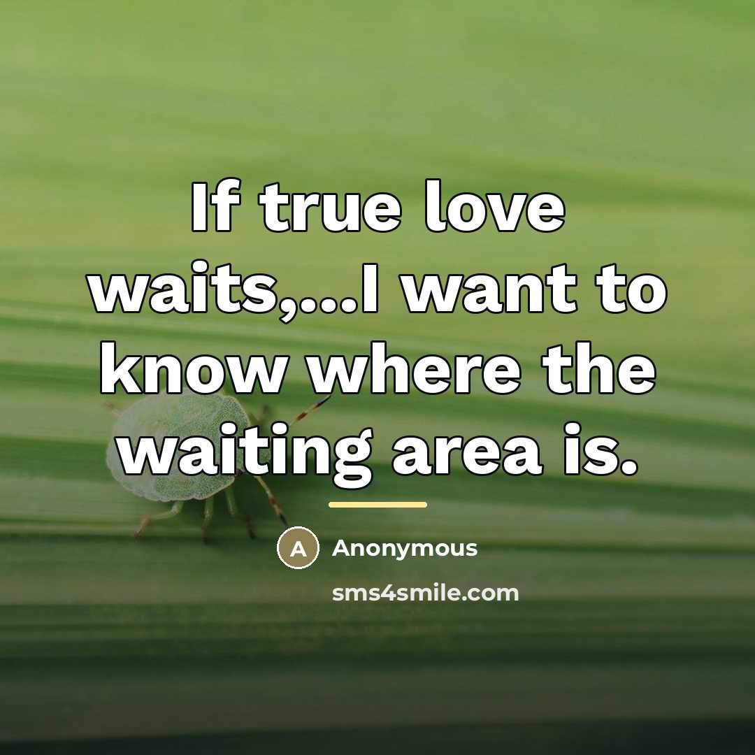 “If true love waits,...I want to know where the waiting…” quote by Anonymous