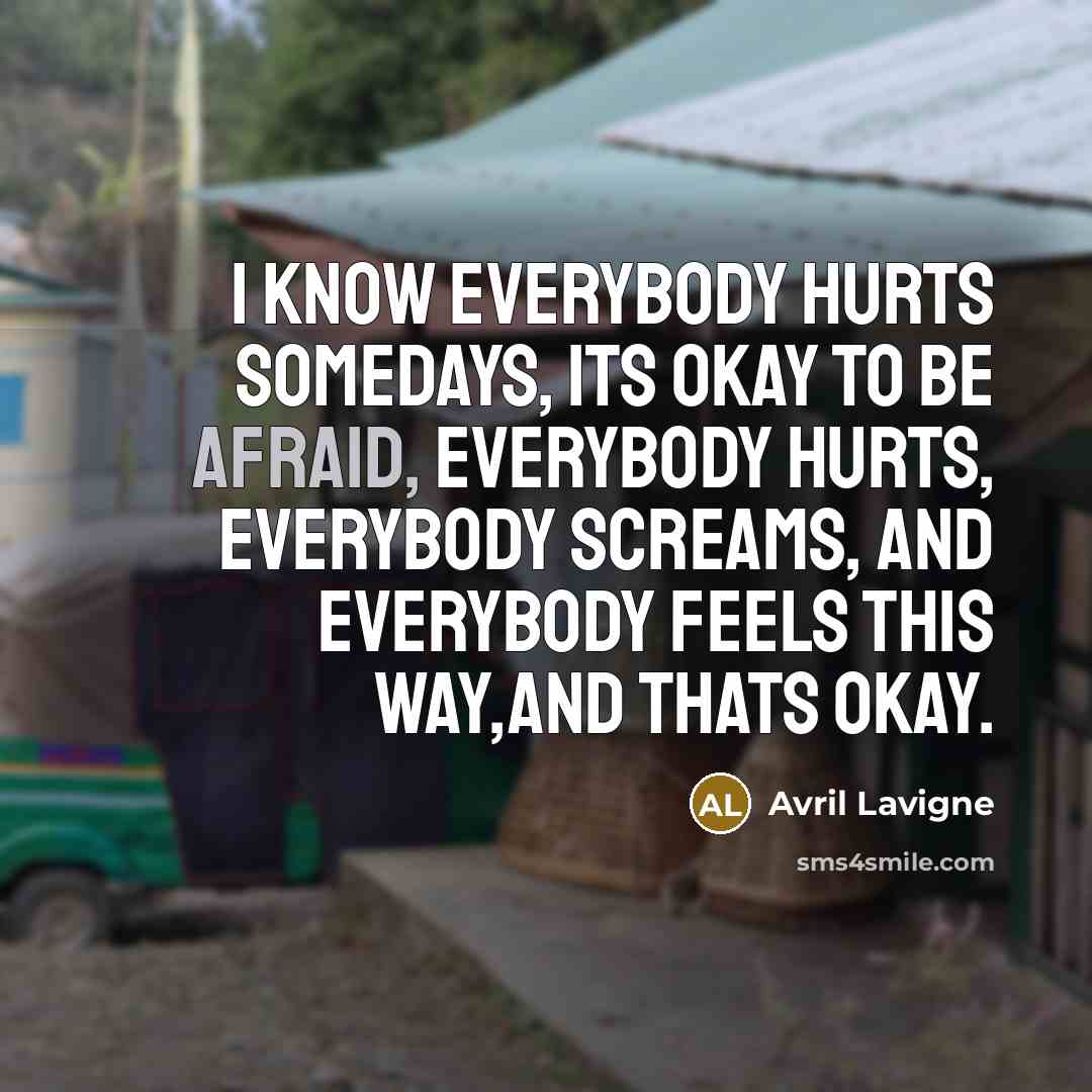 “I know everybody hurts somedays, its okay to be afraid,…” quote by Avril Lavigne