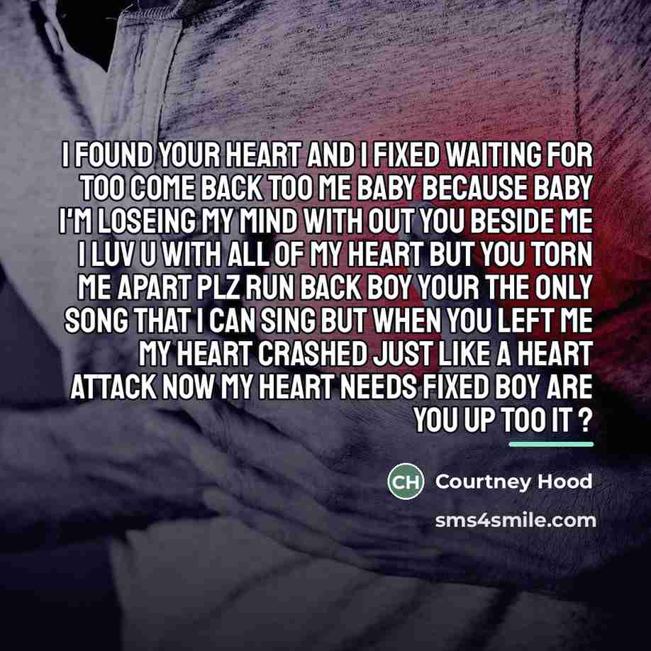 “I found your heart and I fixed waiting for too…” quote by Courtney Hood