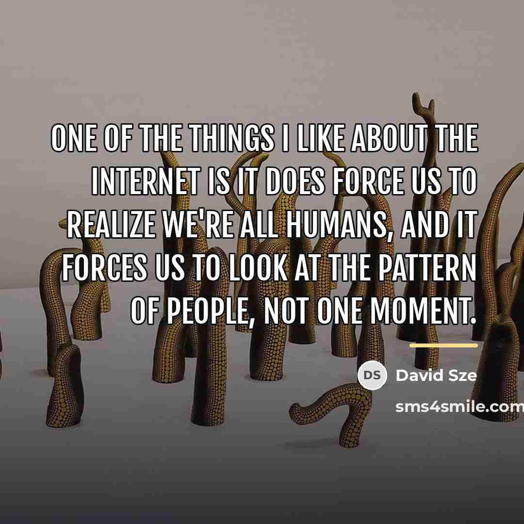“One of the things I like about the Internet is…” quote by David Sze