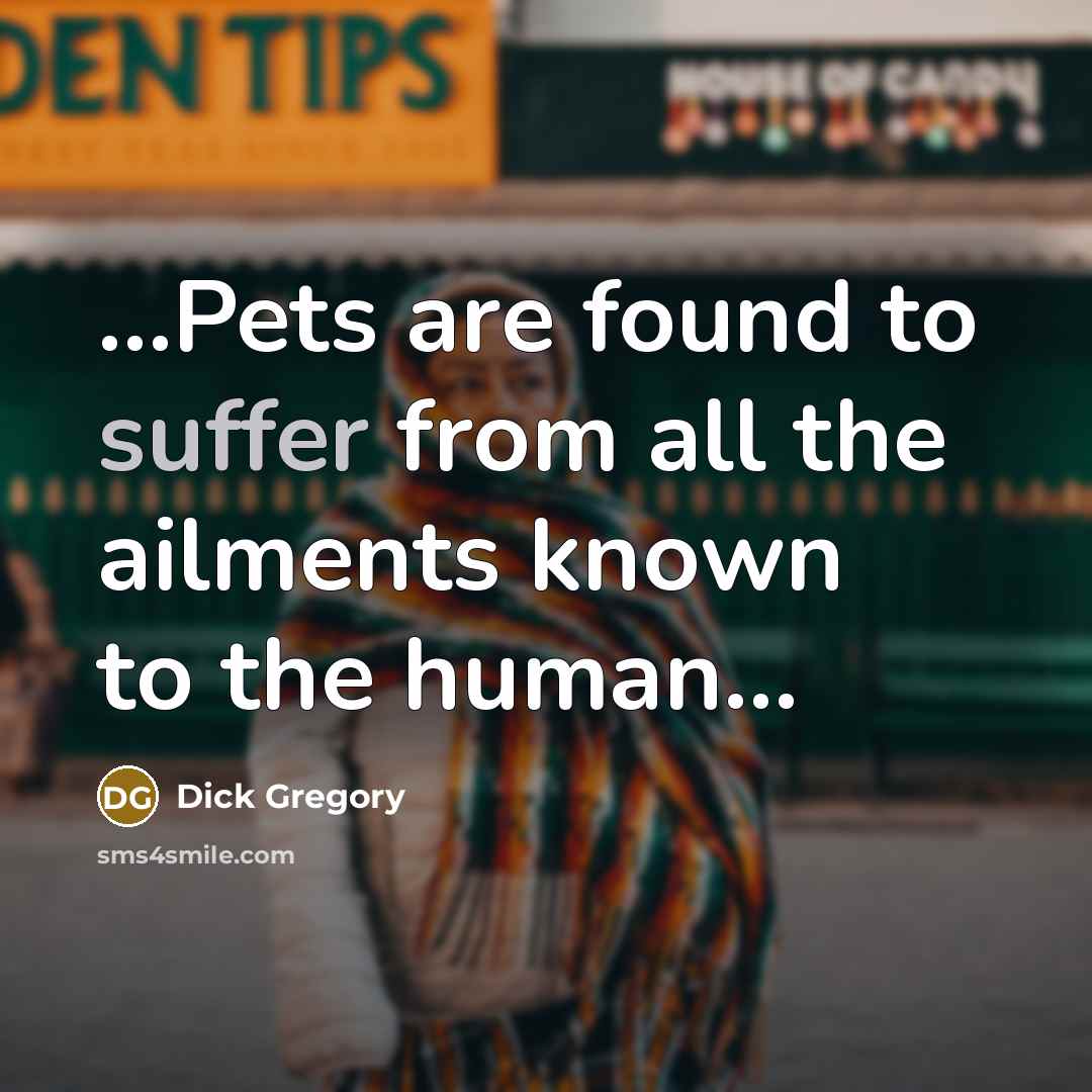 “...Pets are found to suffer from all the ailments known…” quote by Dick Gregory