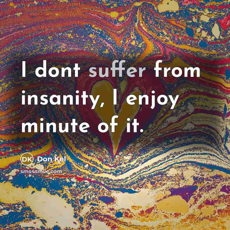 “I dont suffer from insanity, I enjoy minute of it.…” quote by Don Kel