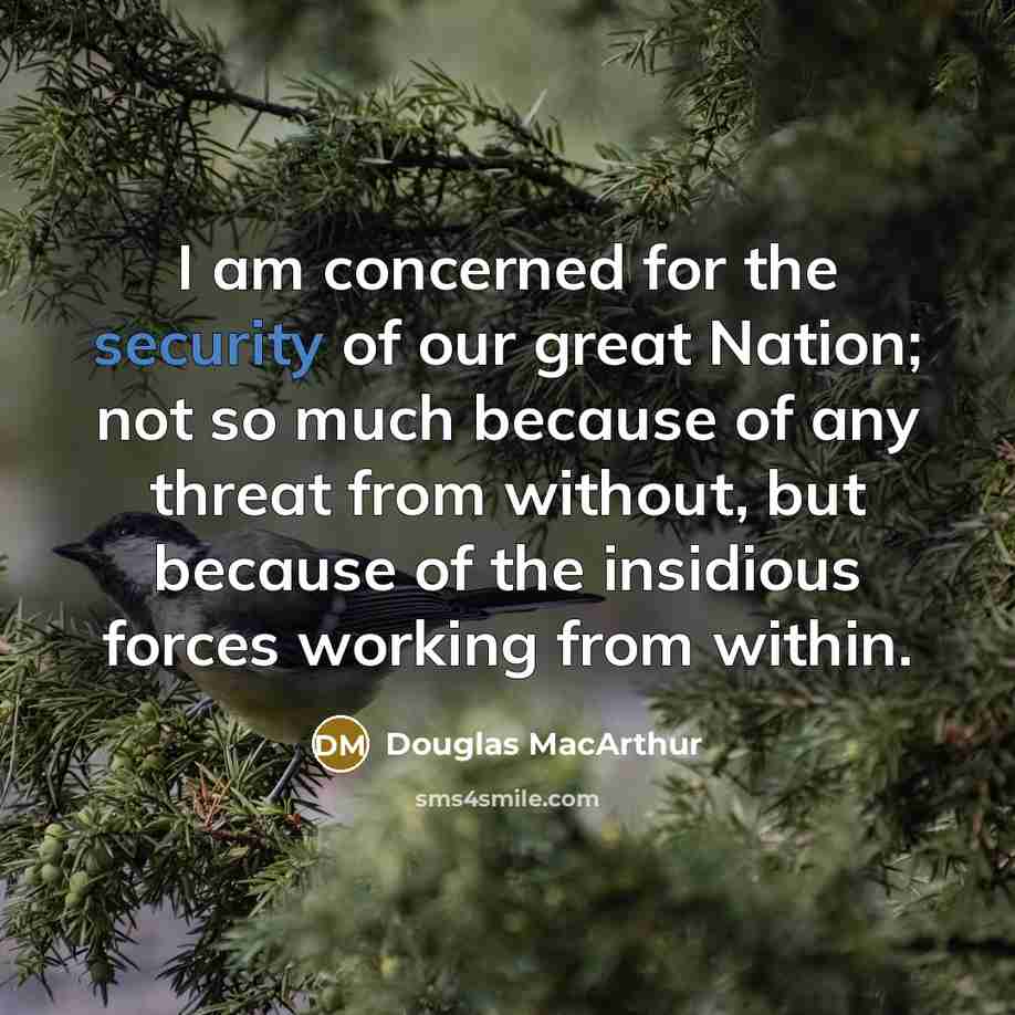 “I am concerned for the security of our great Nation;…” quote by Douglas MacArthur