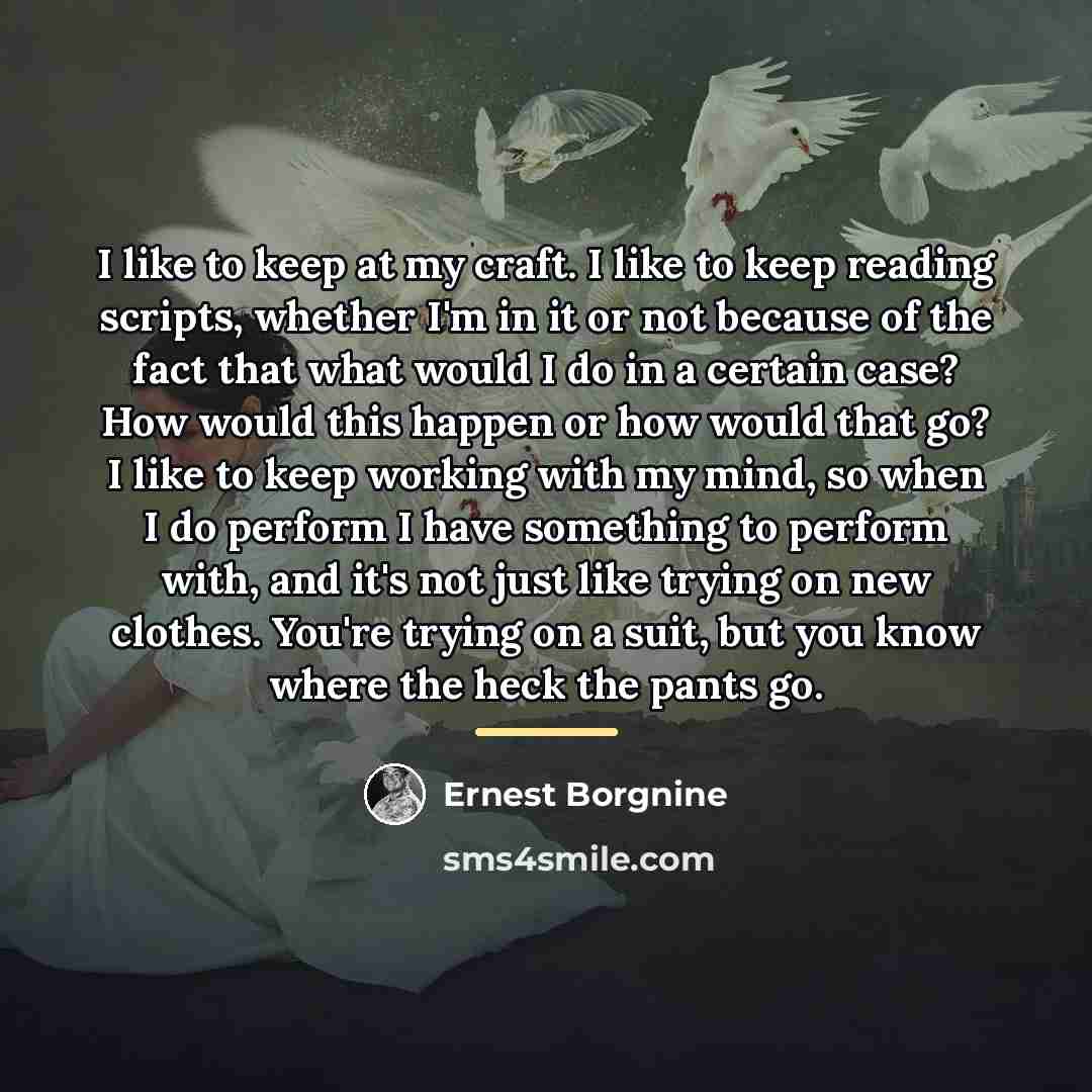 “I like to keep at my craft. I like to…” quote by Ernest Borgnine