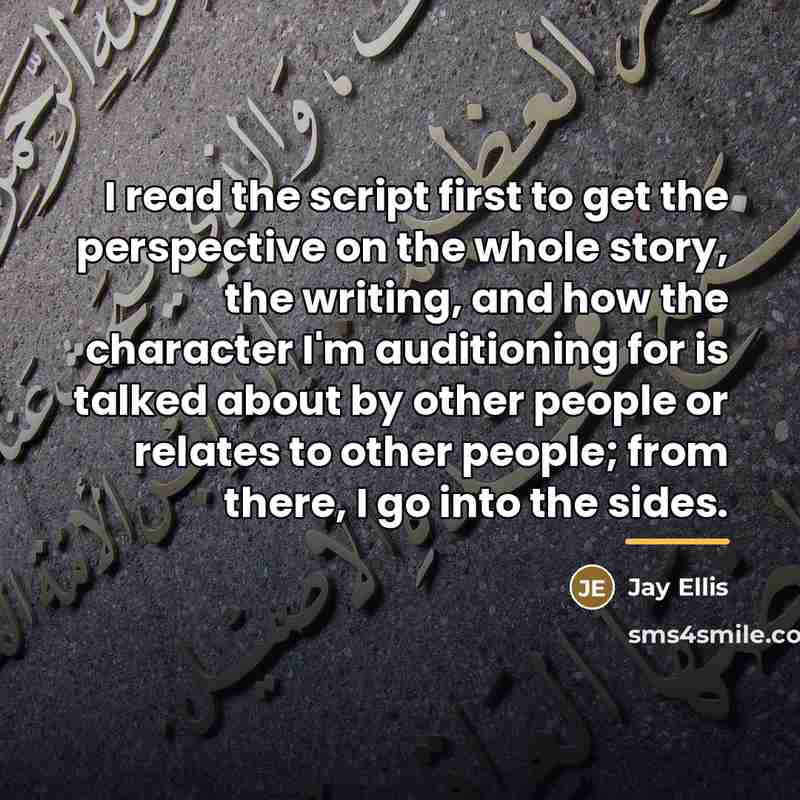 “I read the script first to get the perspective on…” quote by Jay Ellis