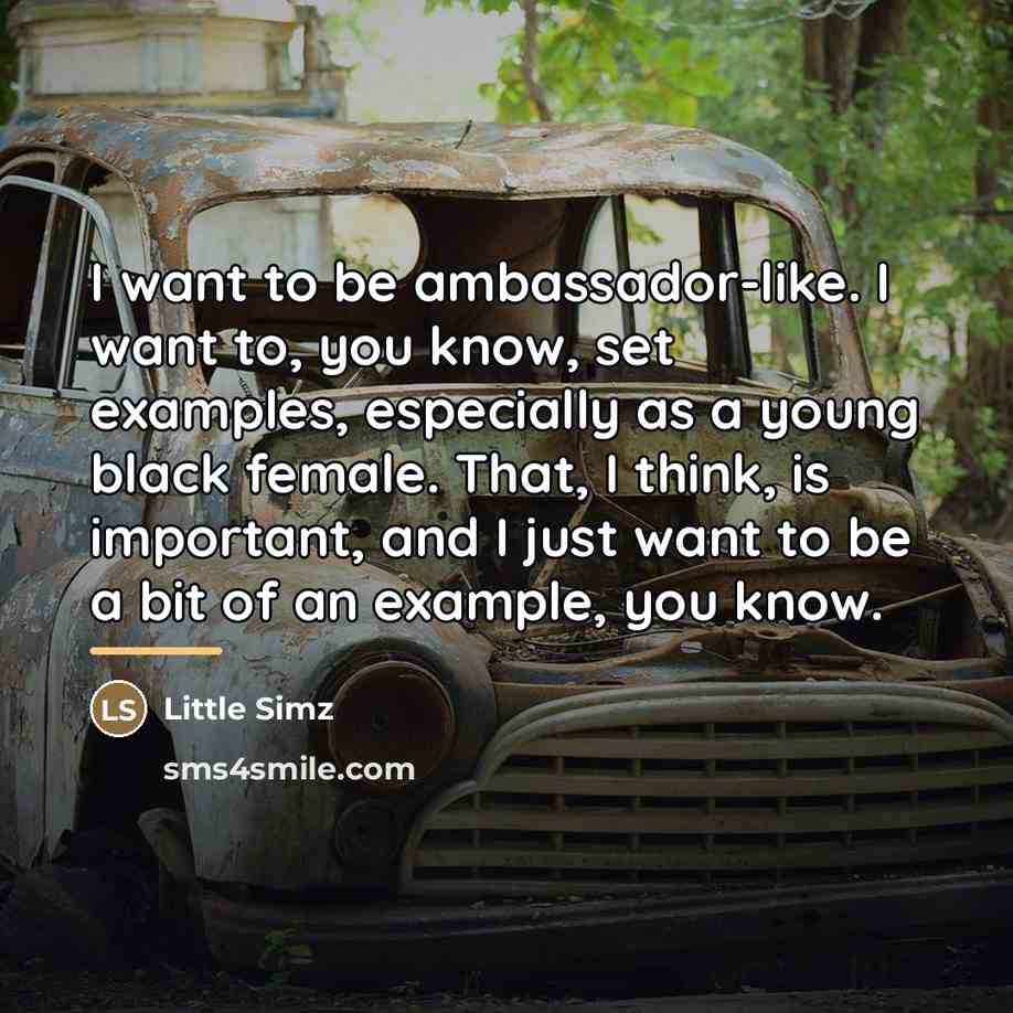 “I want to be ambassador-like. I want to, you know,…” quote by Little Simz