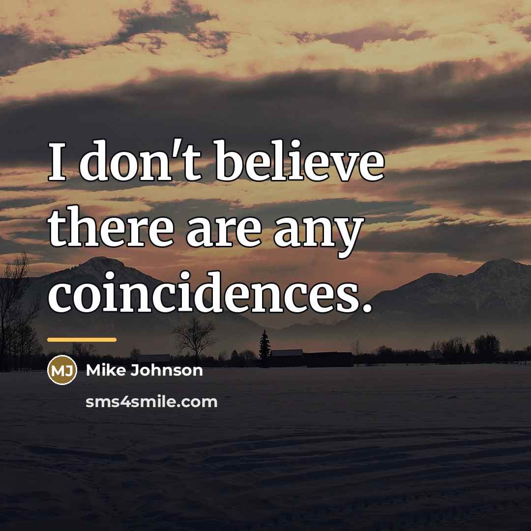 “I don't believe there are any coincidences.…” quote by Mike Johnson