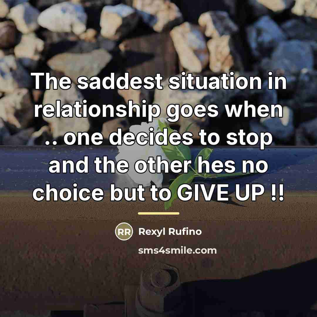 “The saddest situation in relationship goes when .. one decides…” quote by Rexyl Rufino