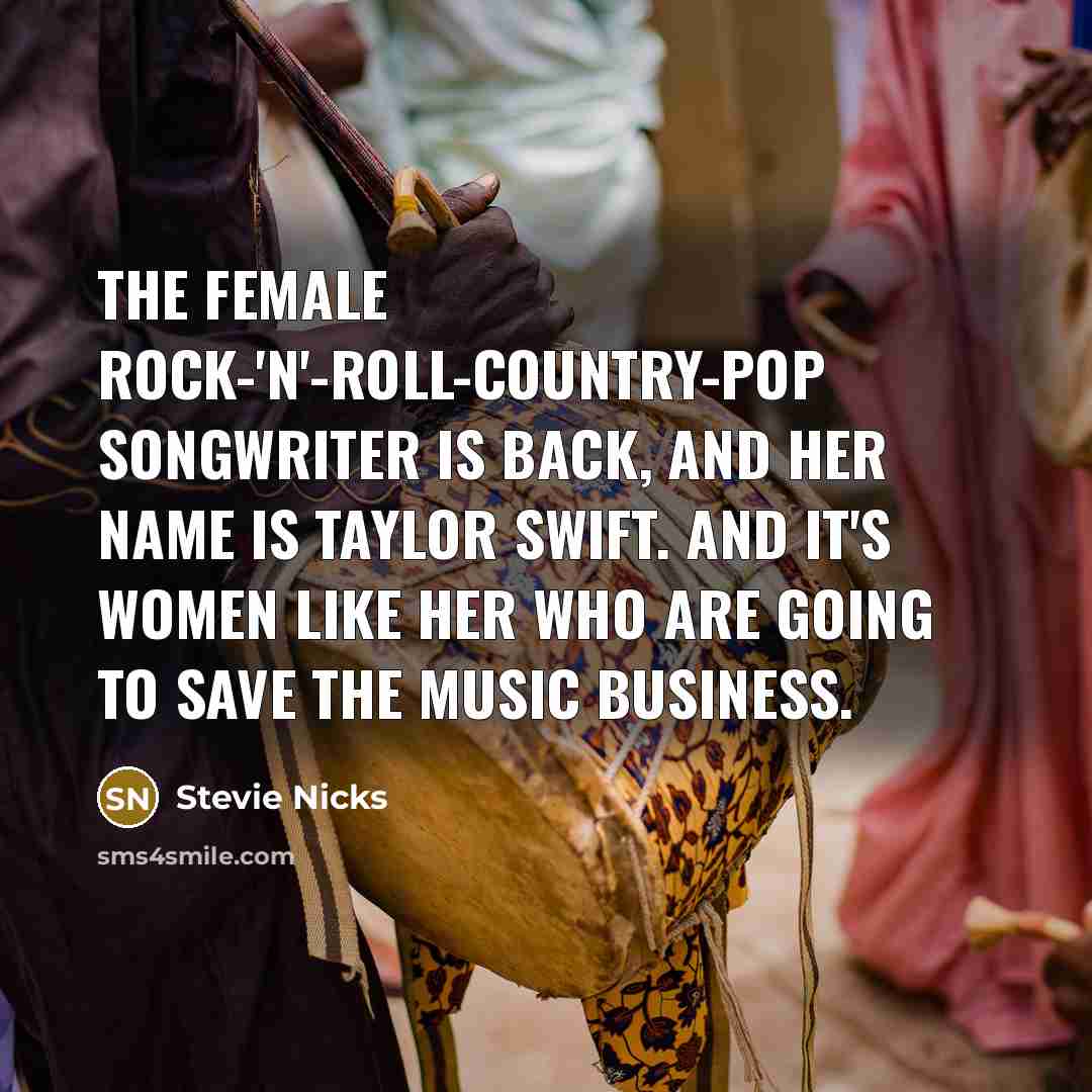 “The female rock-'n'-roll-country-pop songwriter is back, and her name is…” quote by Stevie Nicks