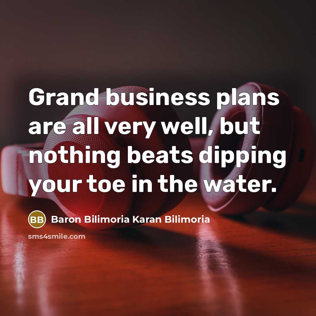 “Grand business plans are all very well, but nothing beats dipping your toe in the water.” quote by Baron Bilimoria Karan Bilimoria