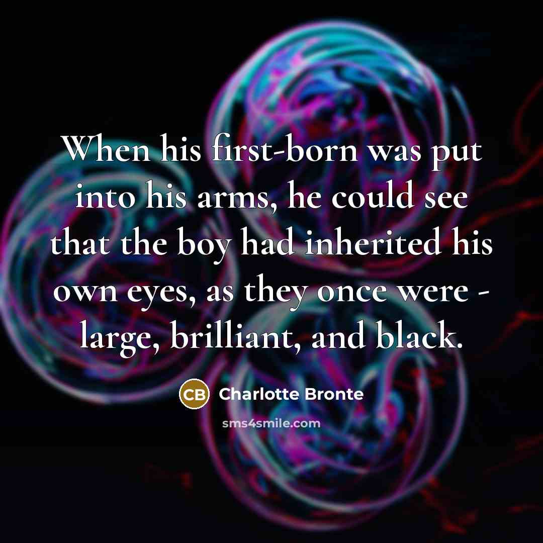 “When his first-born was put into his arms, he could…” quote by Charlotte Bronte
