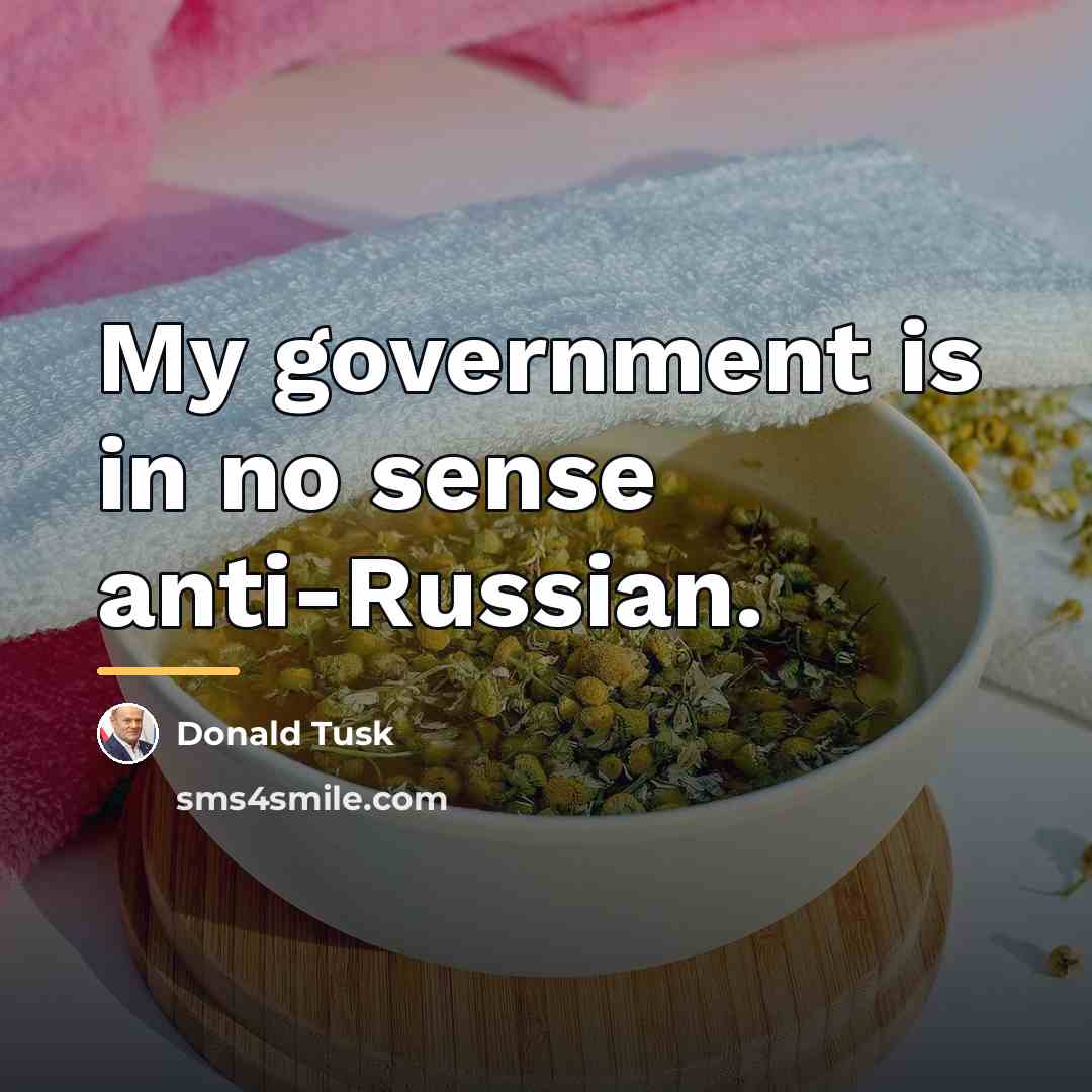 “My government is in no sense anti-Russian.…” quote by Donald Tusk