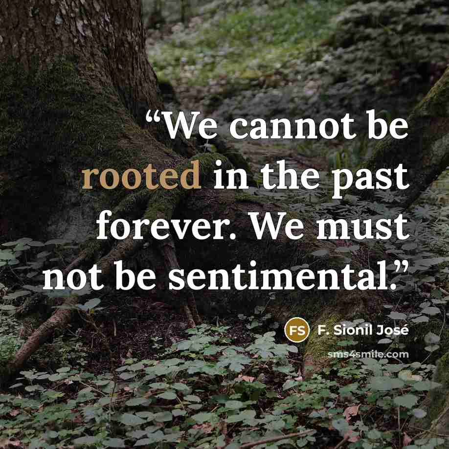 “We cannot be rooted in the past forever. We must not be sentimental.” quote by F. Sionil José