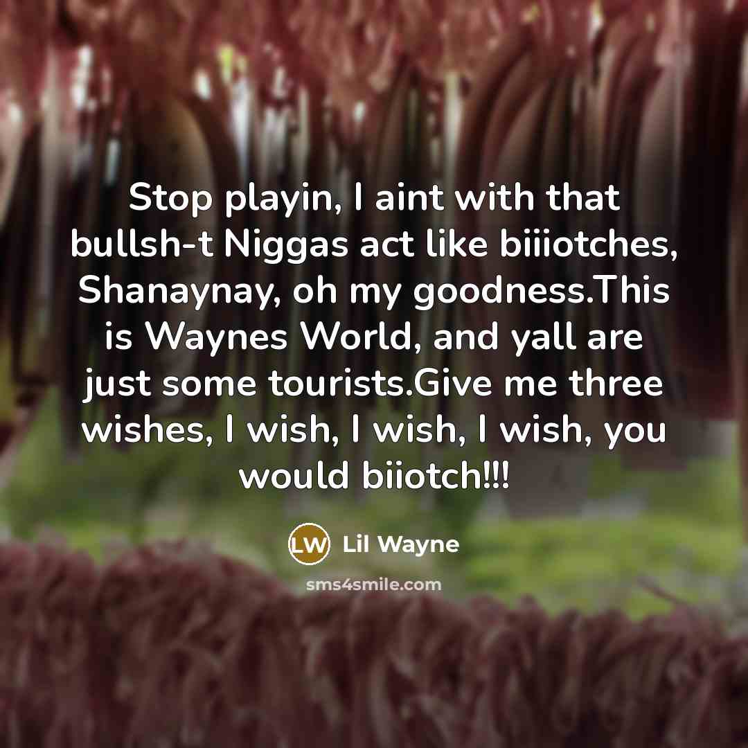 “Stop playin, I aint with that bullsh-t Niggas act like…” quote by Lil Wayne