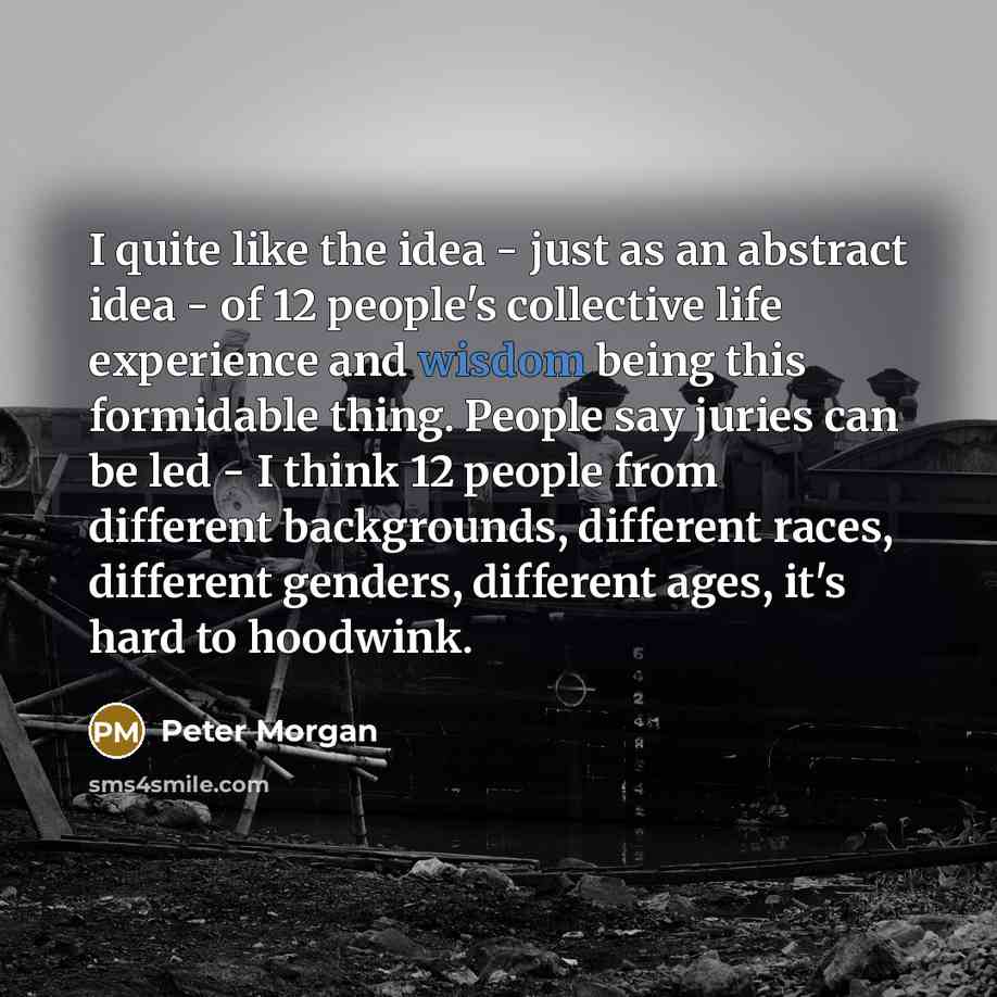 “I quite like the idea - just as an abstract…” quote by Peter Morgan