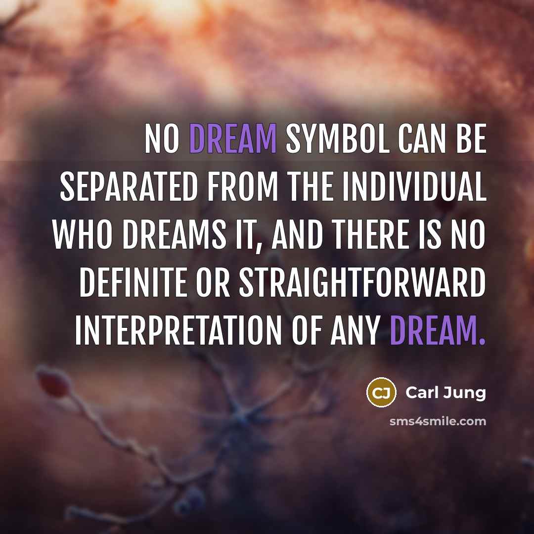“No dream symbol can be separated from the individual who…” quote by Carl Jung