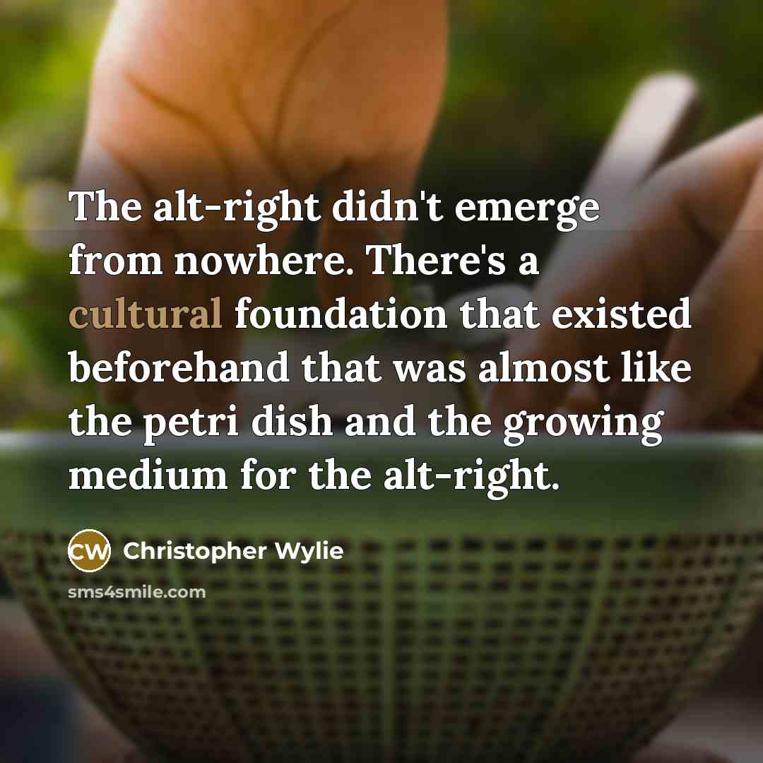 “The alt-right didn't emerge from nowhere. There's a cultural foundation…” quote by Christopher Wylie