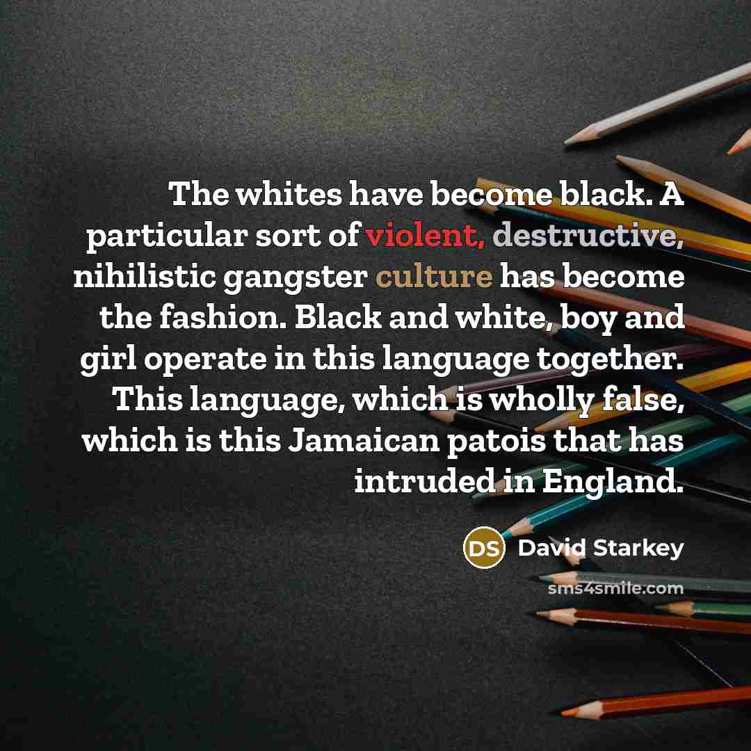 “The whites have become black. A particular sort of violent,…” quote by David Starkey