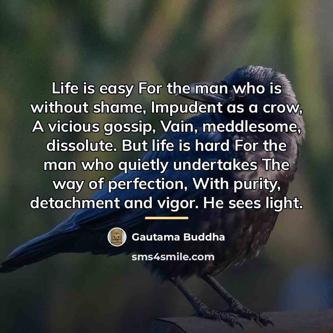 “Life is easy For the man who is without shame,…” quote by Gautama Buddha