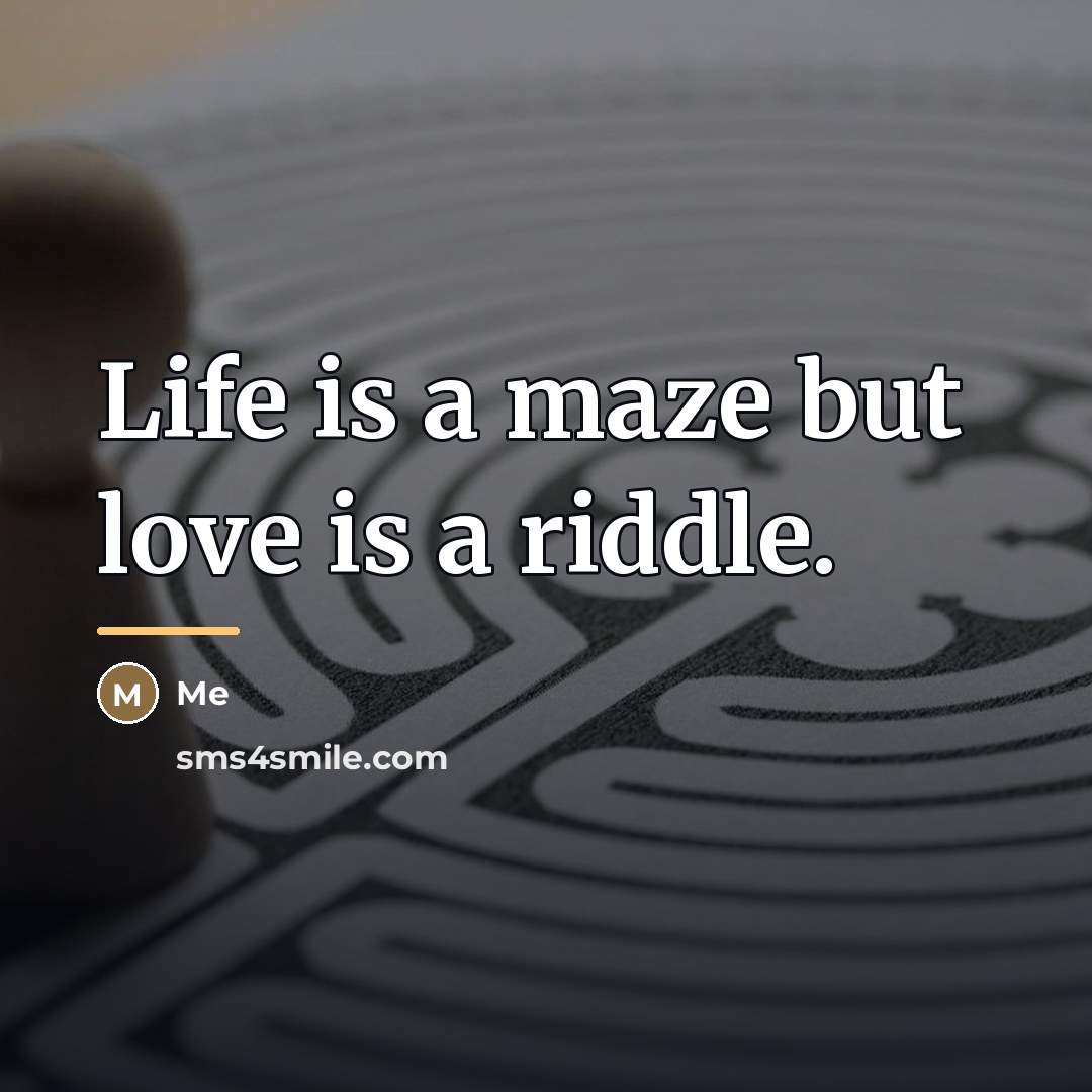 “Life is a maze but love is a riddle.…” quote by Me