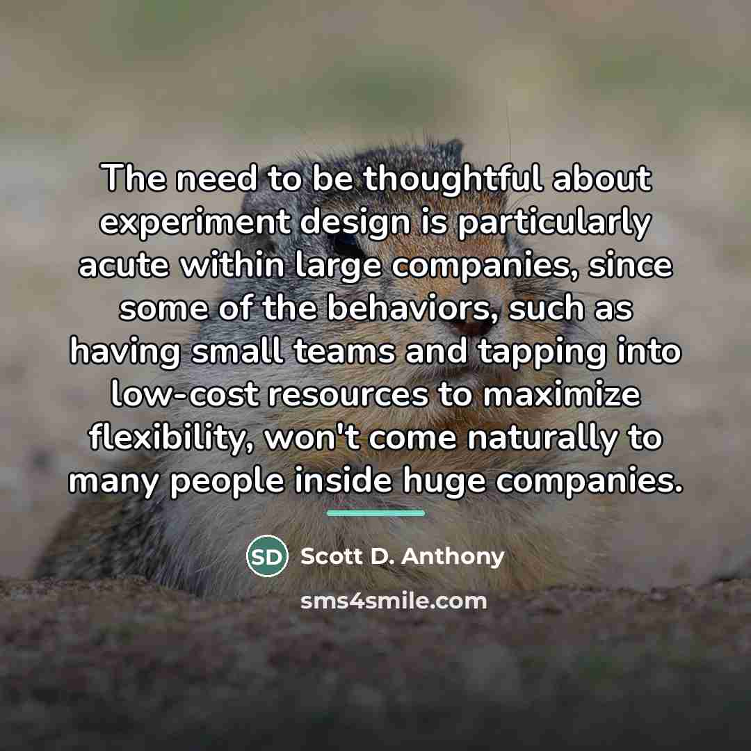 “The need to be thoughtful about experiment design is particularly…” quote by Scott D. Anthony