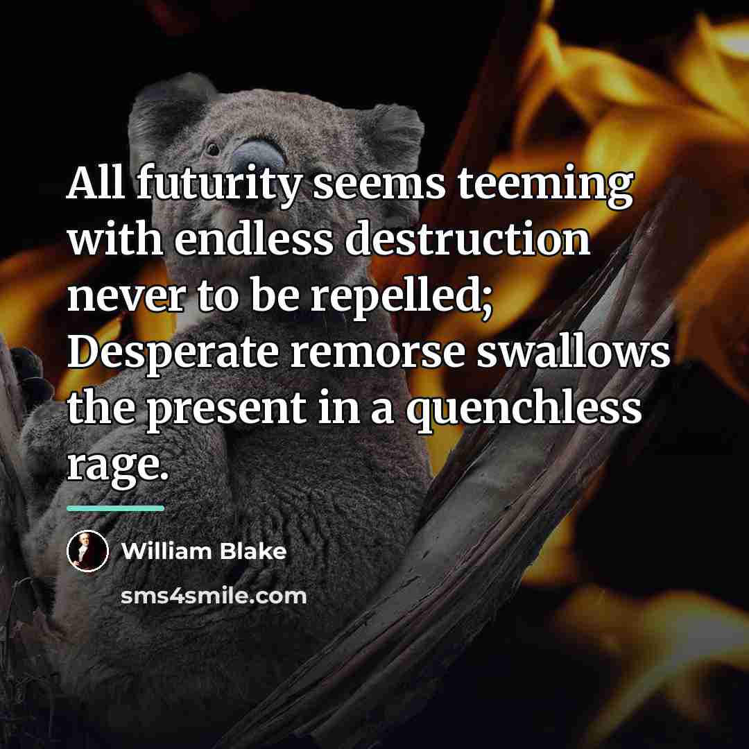 “All futurity seems teeming with endless destruction never to be…” quote by William Blake