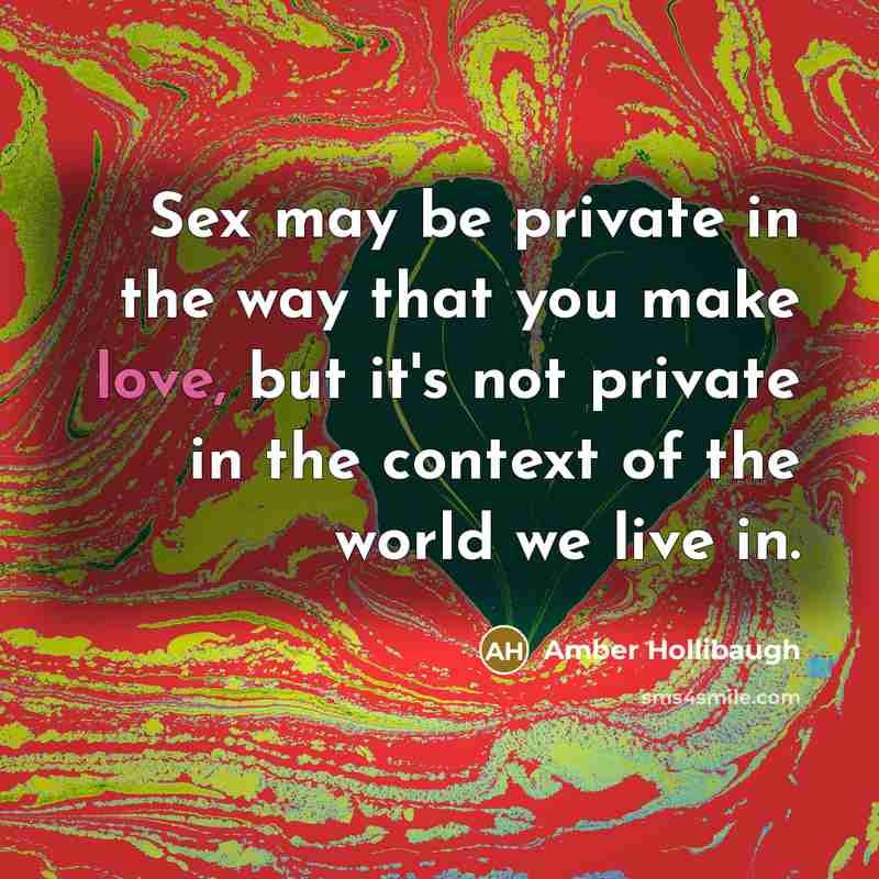 “Sex may be private in the way that you make…” quote by Amber Hollibaugh