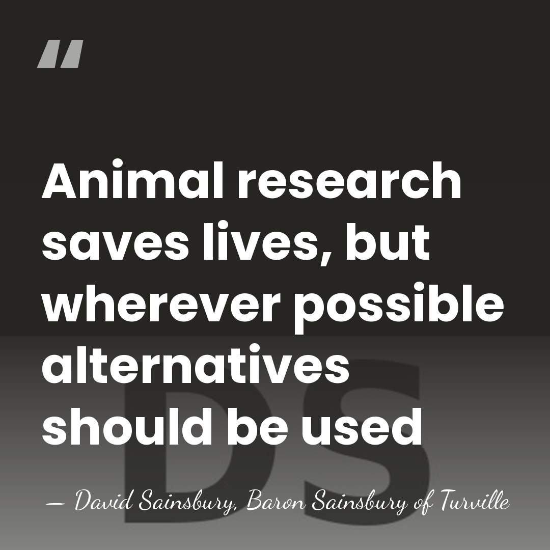Animal research saves lives, but wherever possible alternatives should be used - David Sainsbury, Baron Sainsbury of Turville