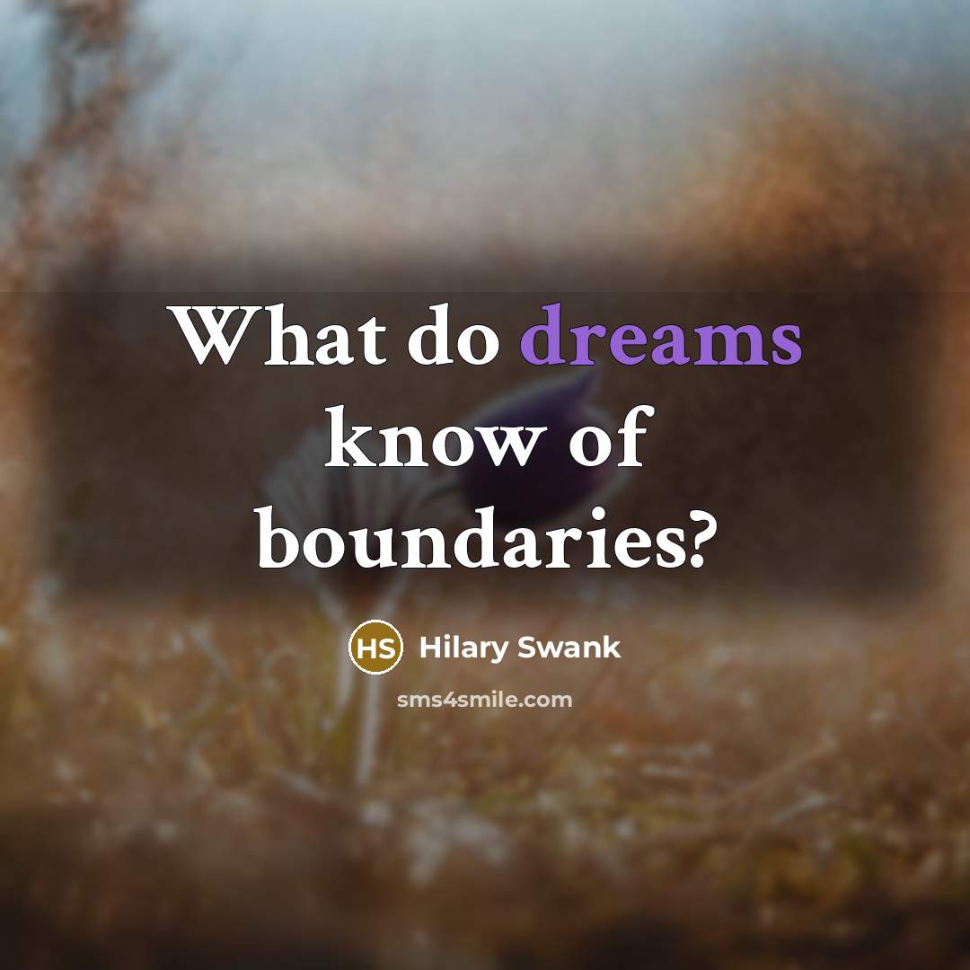 “What do dreams know of boundaries?…” quote by Hilary Swank