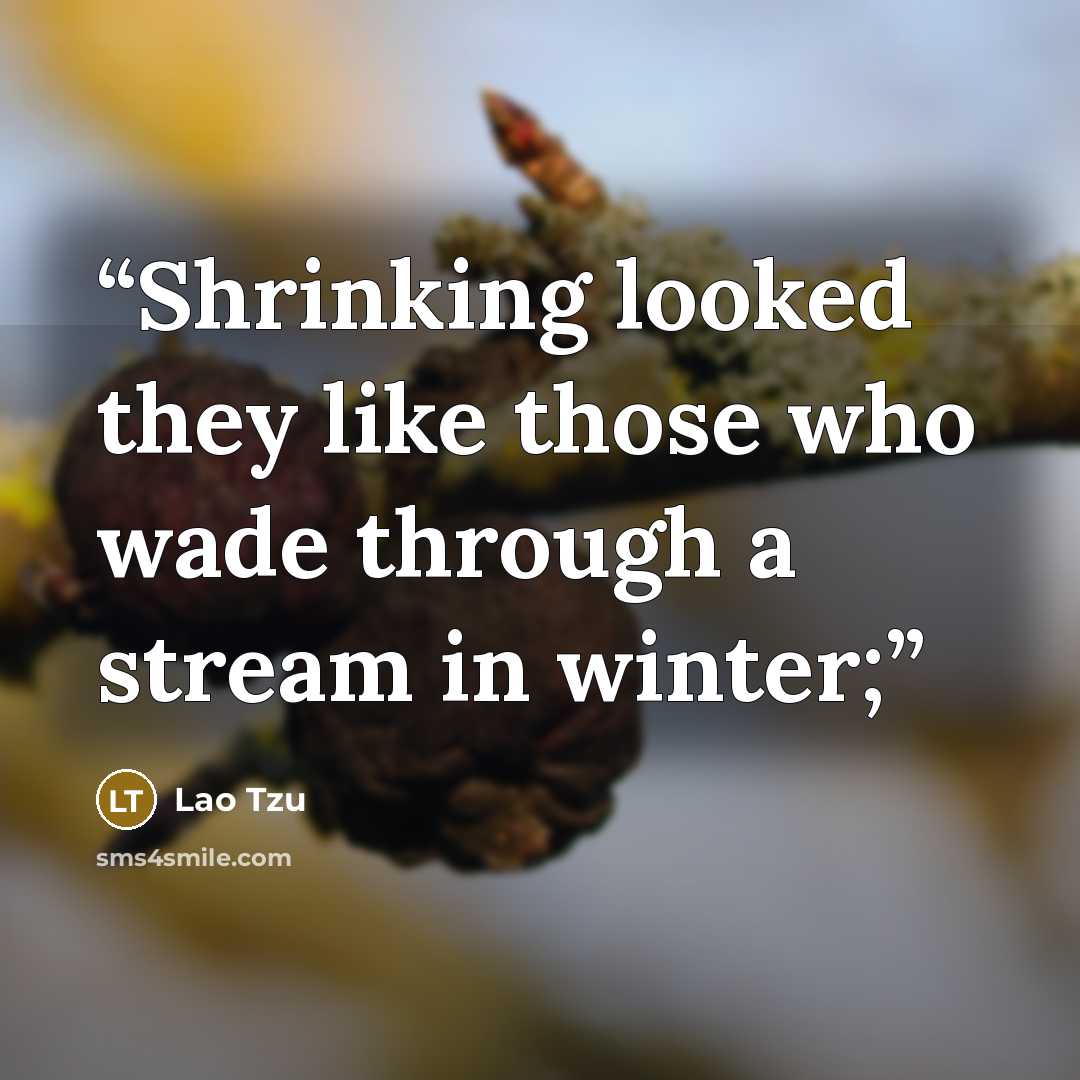 “Shrinking looked they like those who wade through a stream in winter;” quote by Lao Tzu