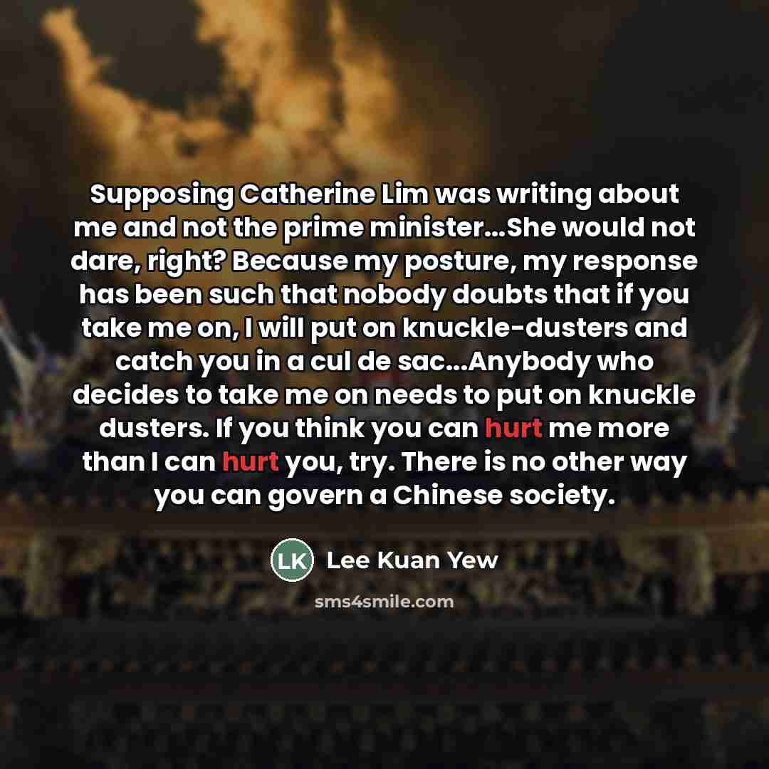 “Supposing Catherine Lim was writing about me and not the…” quote by Lee Kuan Yew