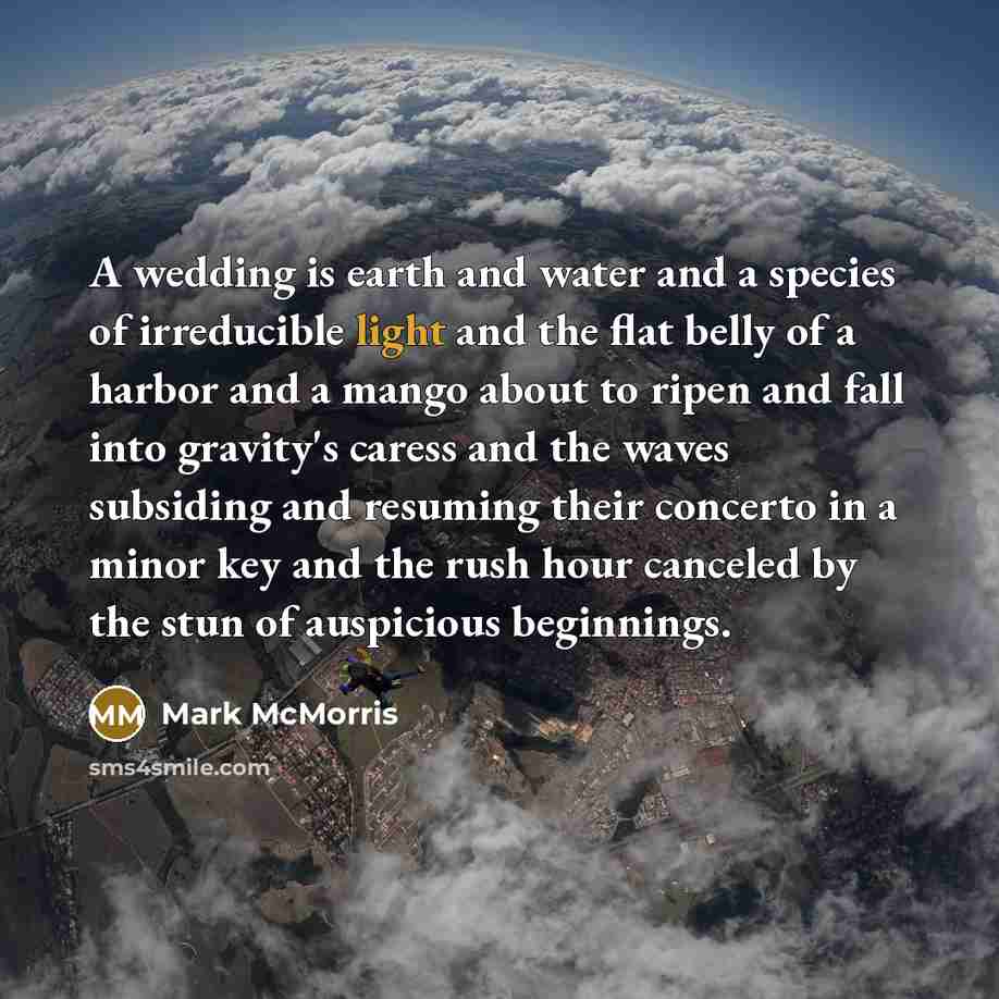 “A wedding is earth and water and a species of…” quote by Mark McMorris