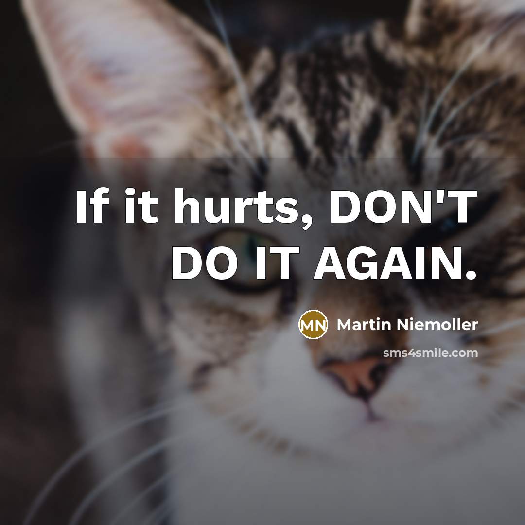“If it hurts, DON'T DO IT AGAIN.…” quote by Martin Niemoller