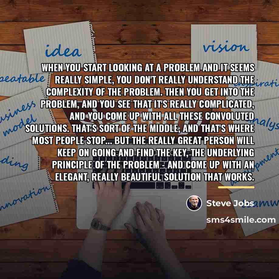 “When you start looking at a problem and it seems…” quote by Steve Jobs