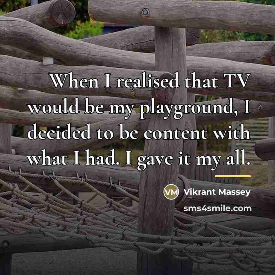 “When I realised that TV would be my playground, I…” quote by Vikrant Massey