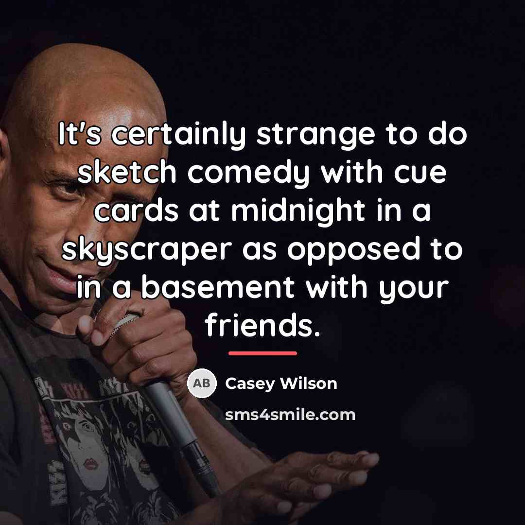 “It's certainly strange to do sketch comedy with cue cards…” quote by Casey Wilson