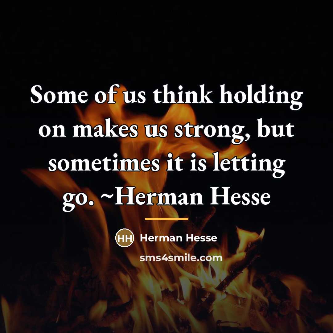 “Some of us think holding on makes us strong, but…” quote by Herman Hesse