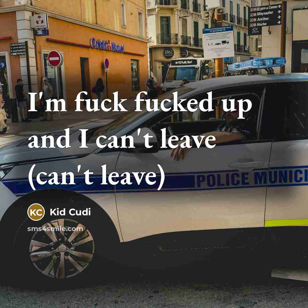 “I'm fuck fucked up and I can't leave (can't leave)…” quote by Kid Cudi