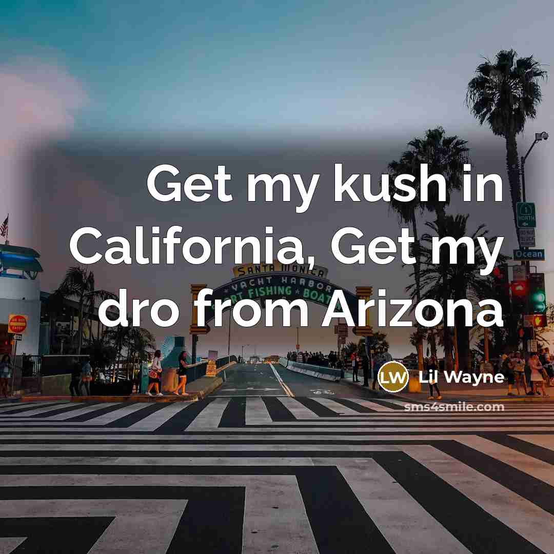 “Get my kush in California, Get my dro from Arizona…” quote by Lil Wayne