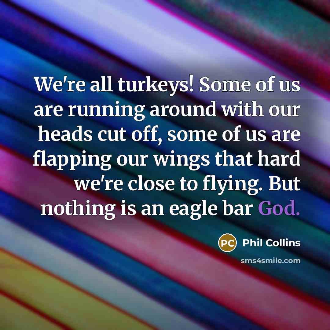 “We're all turkeys! Some of us are running around with…” quote by Phil Collins
