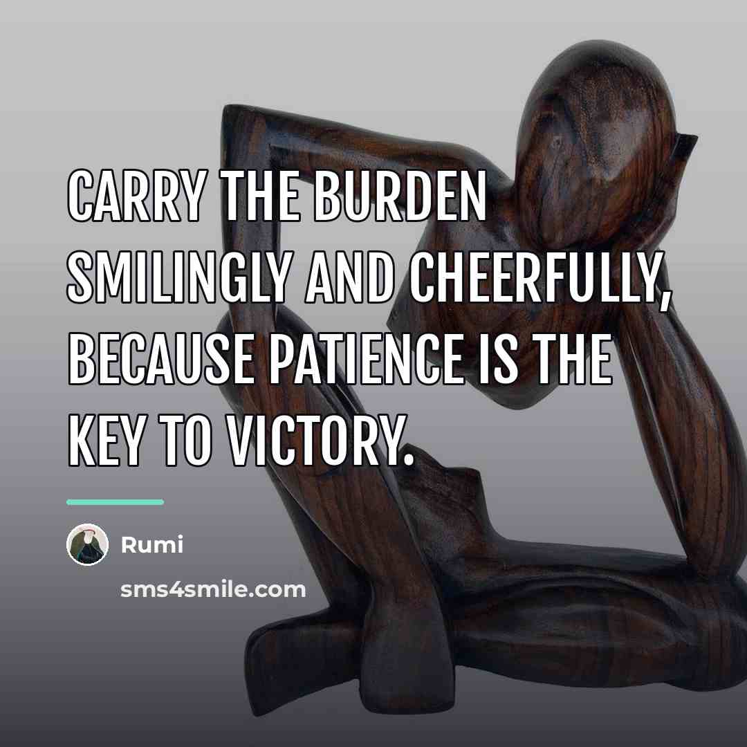 “Carry the burden smilingly and cheerfully, because patience is the…” quote by Rumi