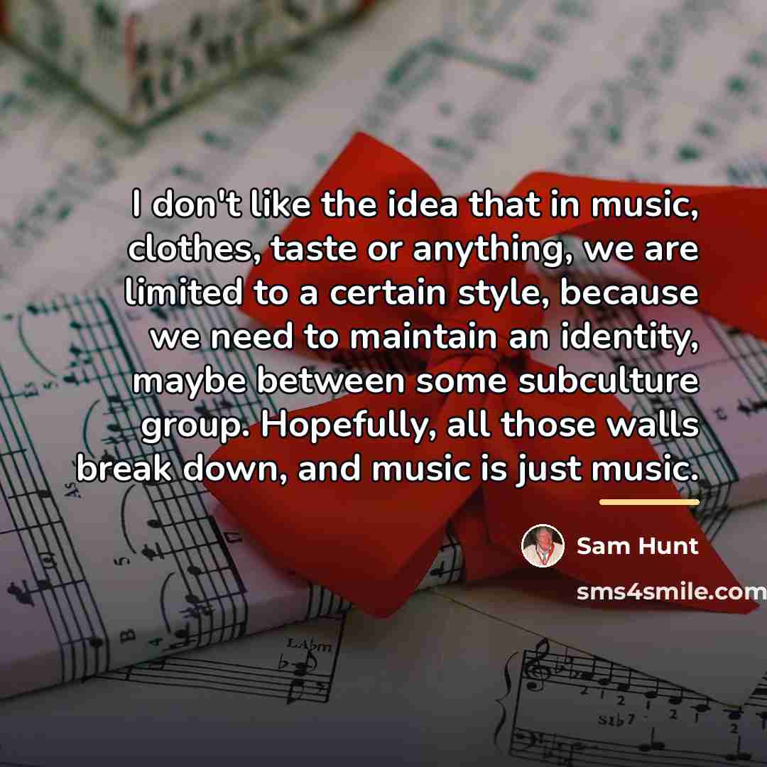“I don't like the idea that in music, clothes, taste…” quote by Sam Hunt