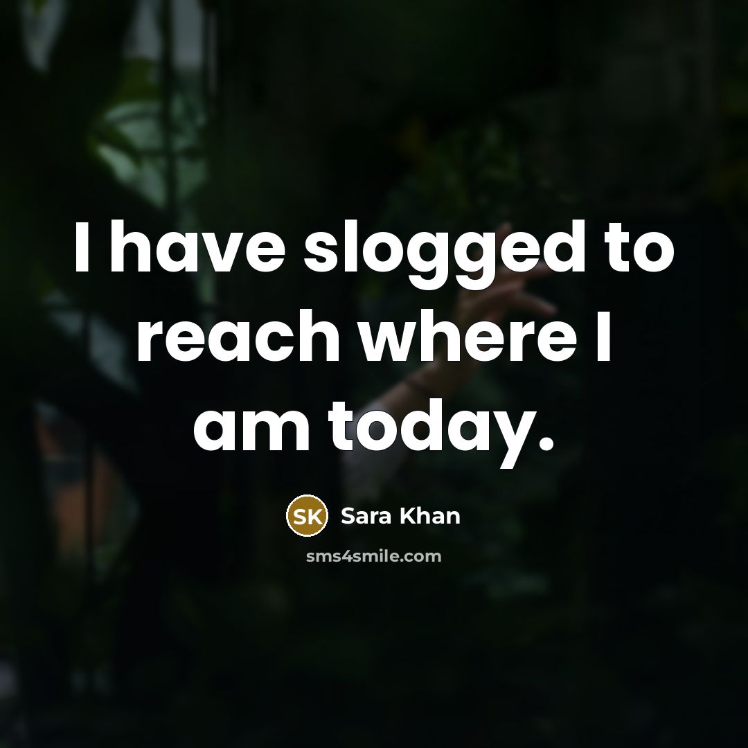 “I have slogged to reach where I am today.…” quote by Sara Khan