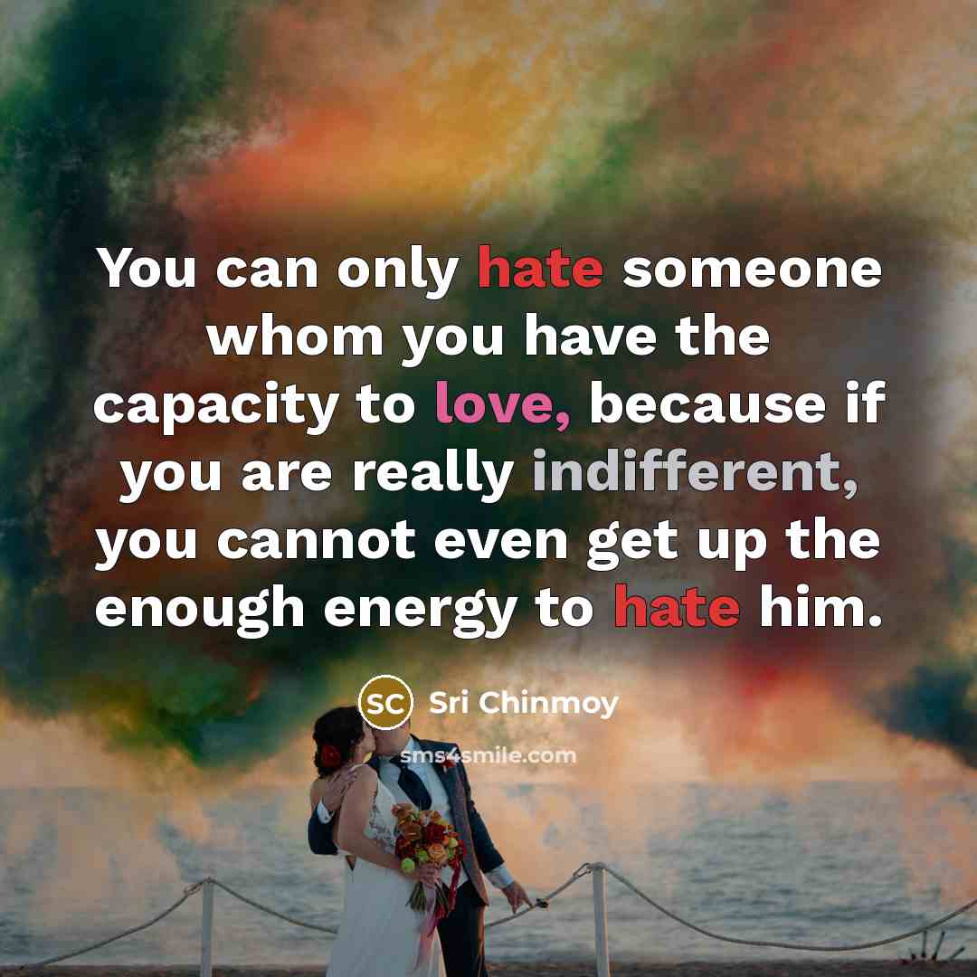 “You can only hate someone whom you have the capacity…” quote by Sri Chinmoy
