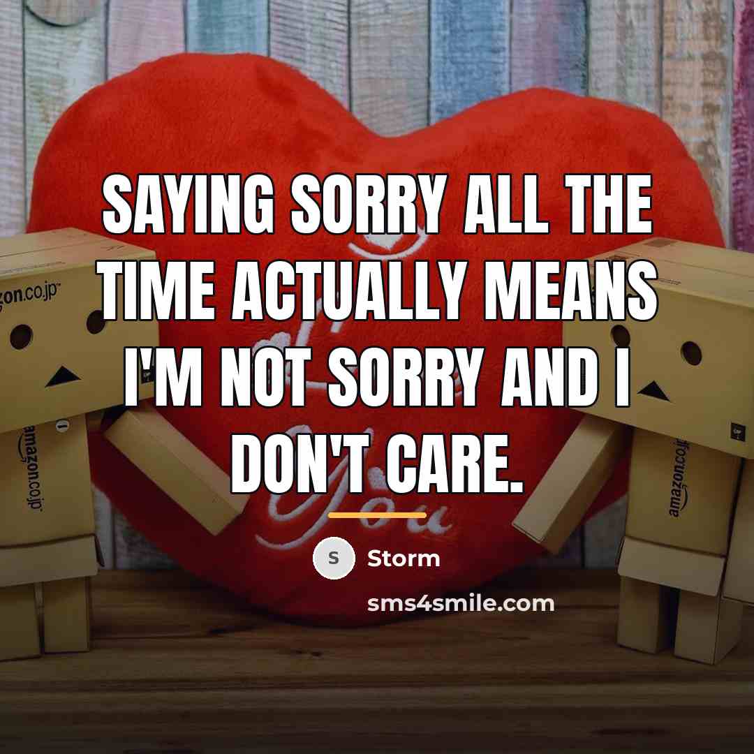 “Saying sorry all the time actually means I'm not sorry…” quote by Storm