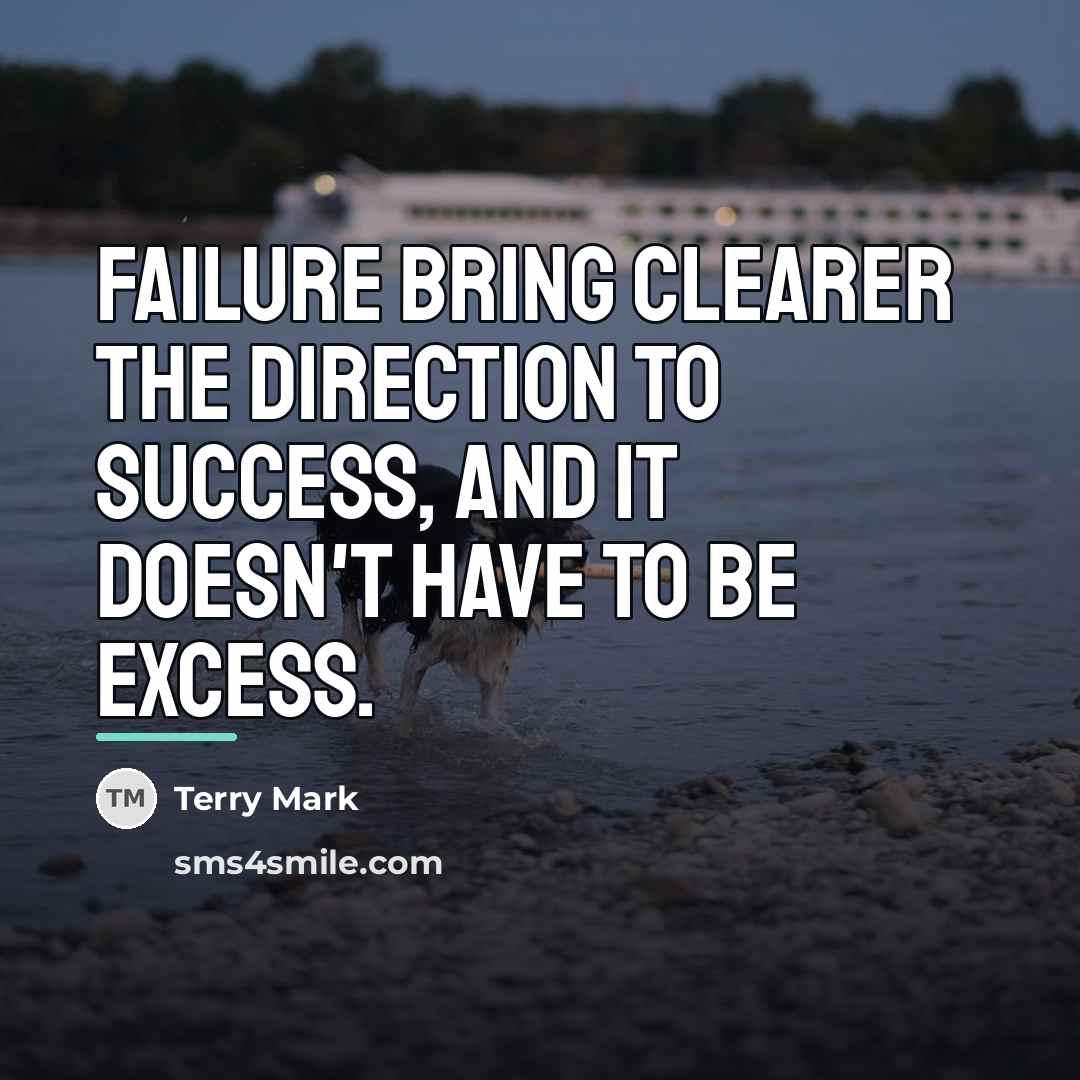 “Failure bring clearer the direction to Success, and it doesn't…” quote by Terry Mark