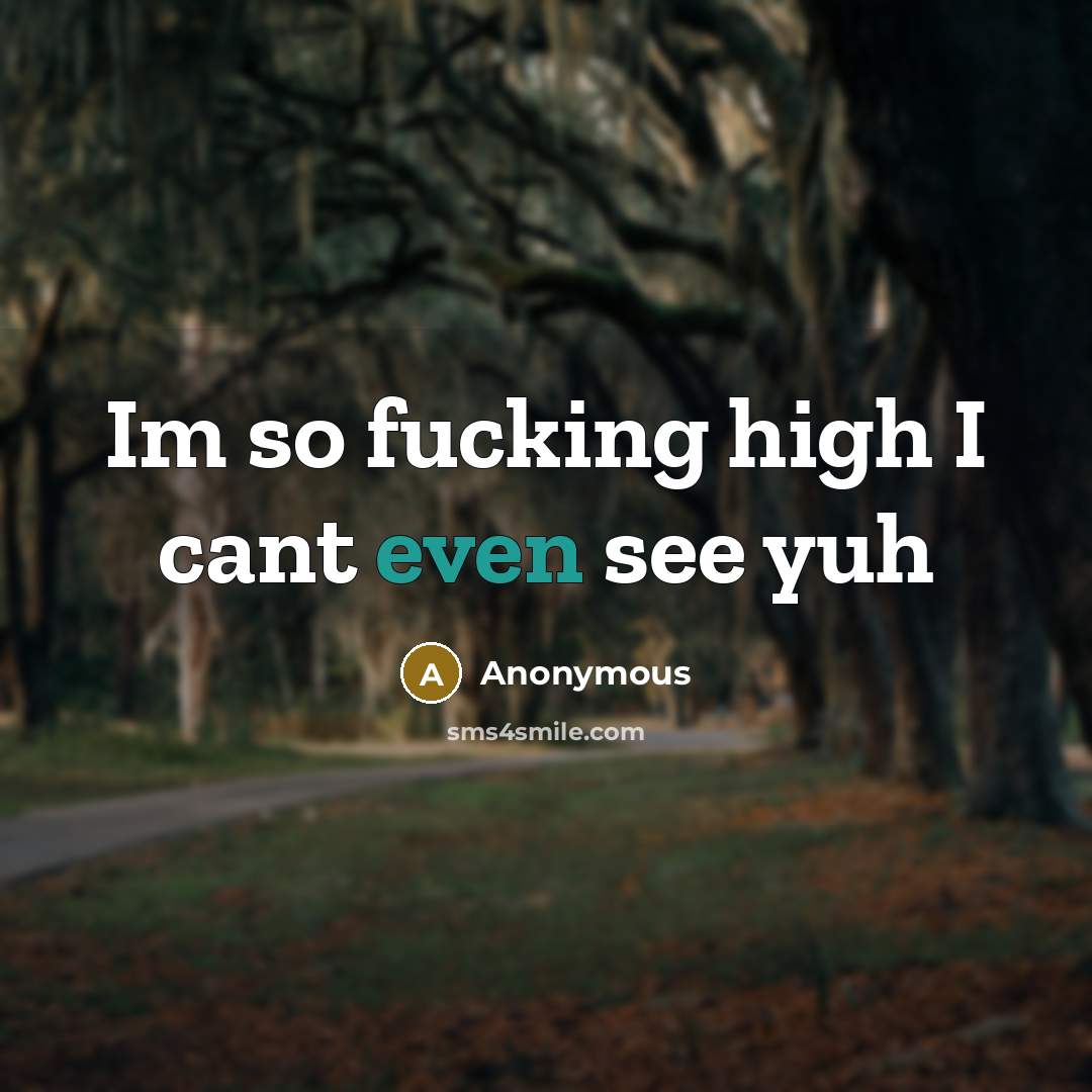 “Im so fucking high I cant even see yuh” quote by Anonymous