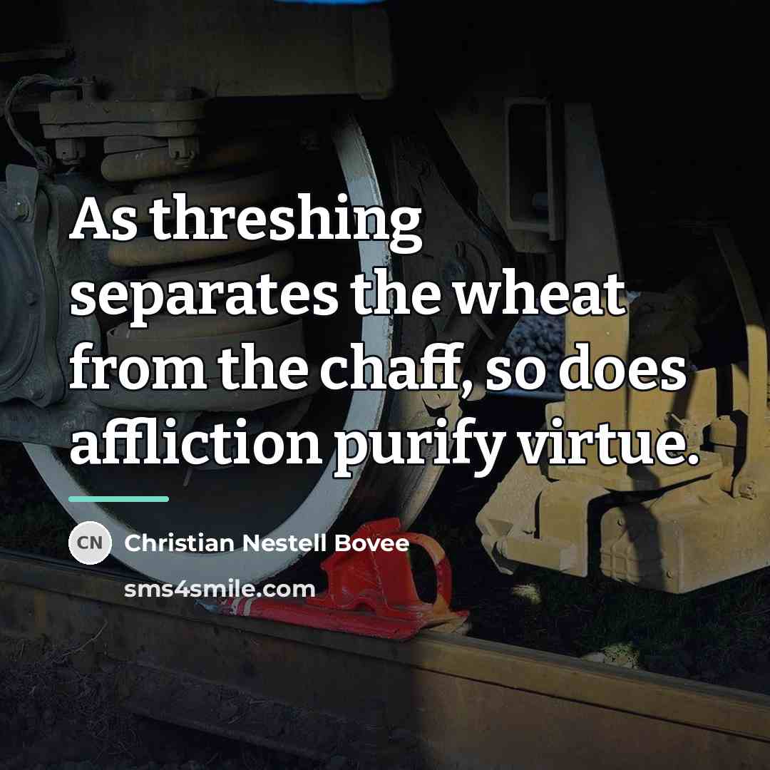 “As threshing separates the wheat from the chaff, so does…” quote by Christian Nestell Bovee